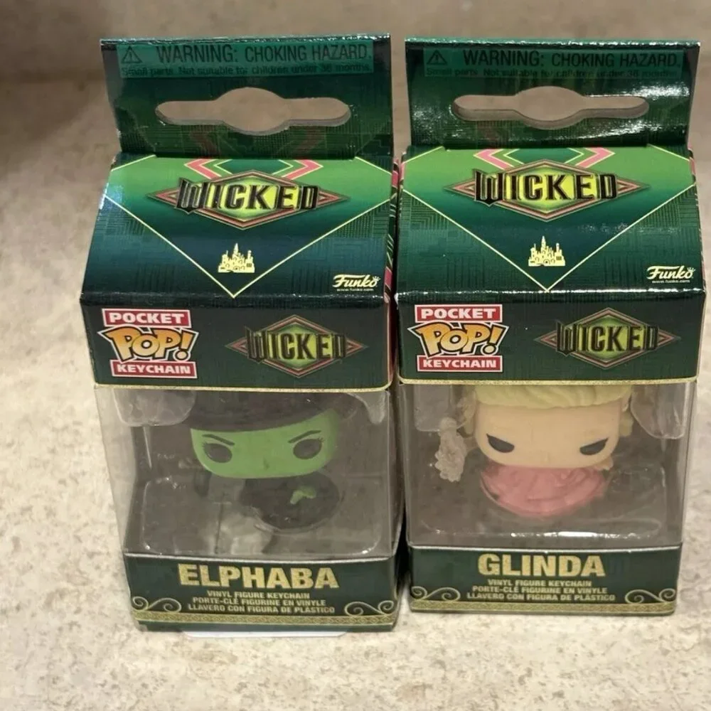 Wicked Funko Pop Keychains set of 2 Glinda & Elphaba NWT